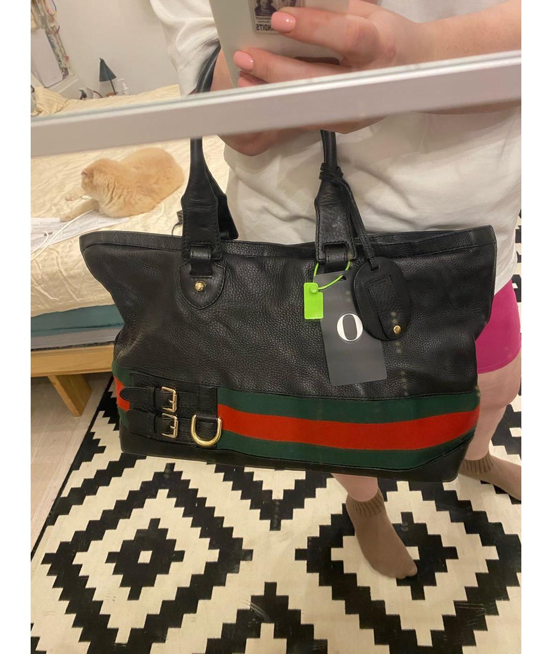 GUCCI Черная кожаная сумка с короткими ручками, фото 3