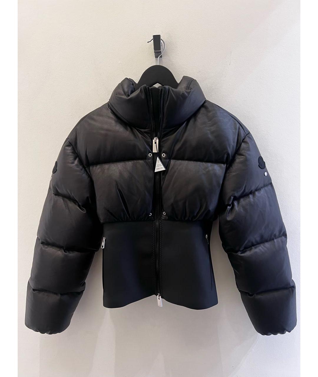 MONCLER Черный кожаный пуховик, фото 8