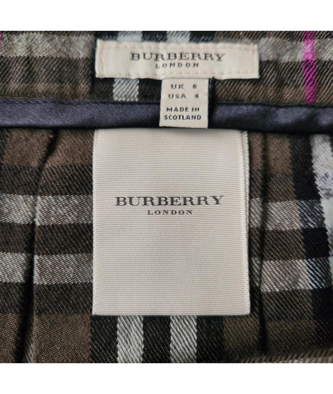 BURBERRY Коричневая шерстяная юбка мини, фото 4