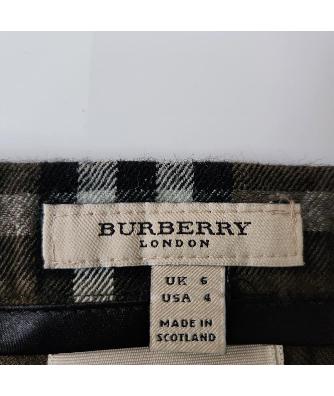 BURBERRY Коричневая шерстяная юбка мини, фото 3