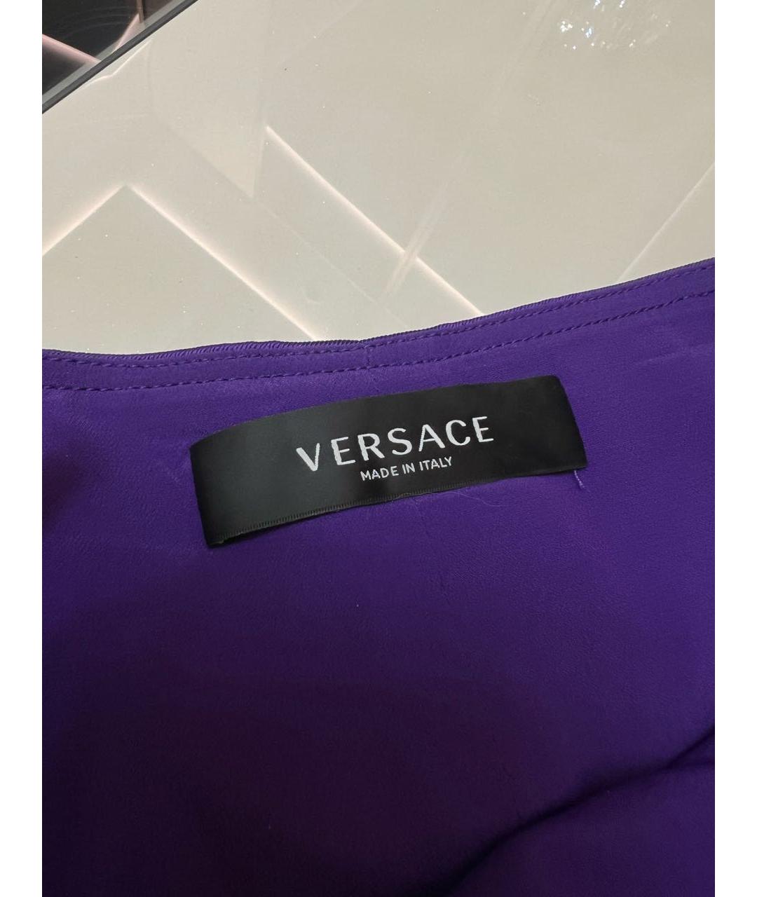 VERSACE Фиолетовая вискозная юбка мини, фото 5