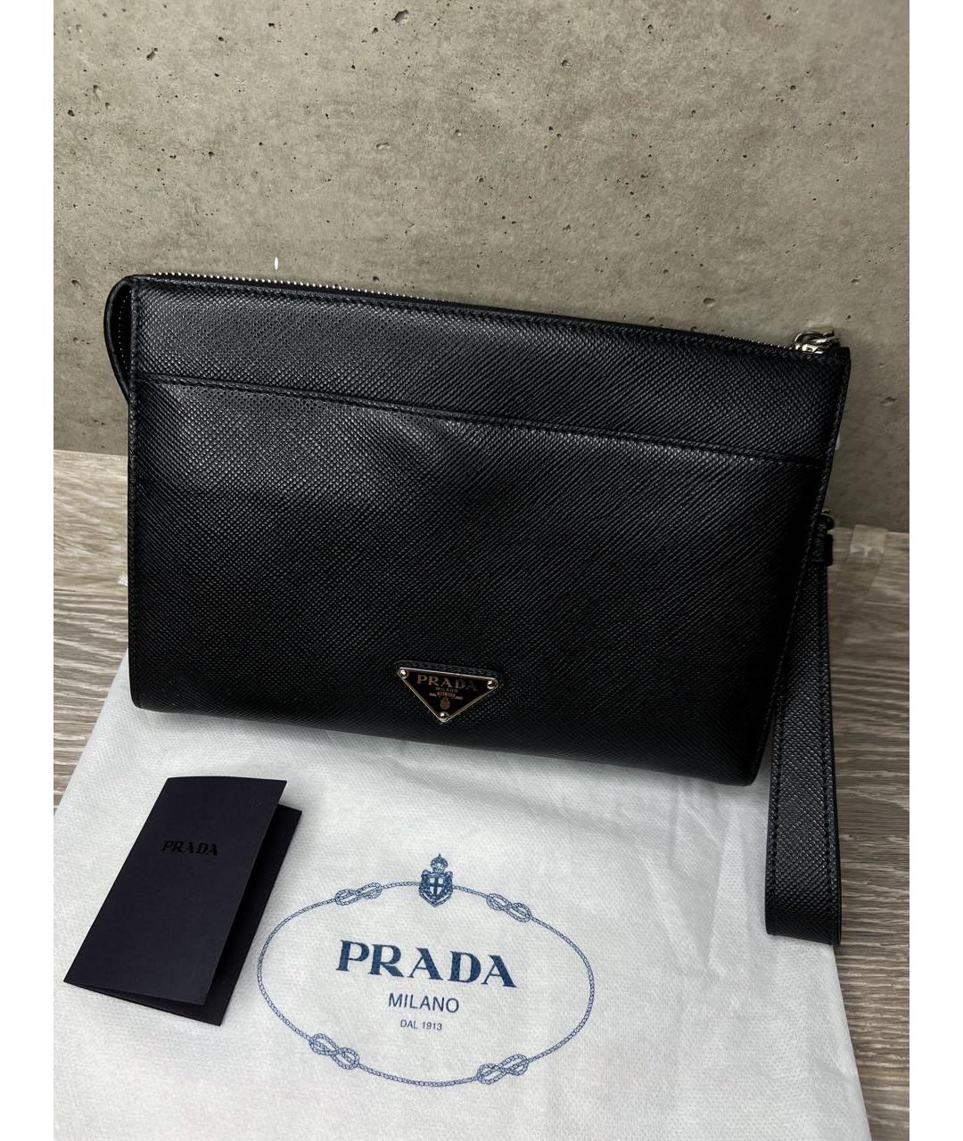 PRADA Черная кожаная барсетка, фото 3