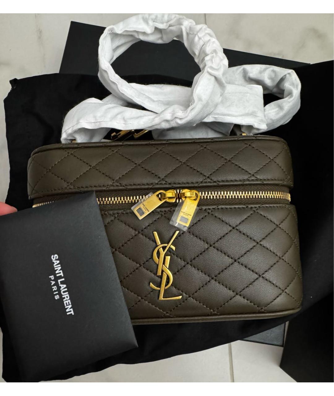 SAINT LAURENT Коричневая кожаная сумка через плечо, фото 5