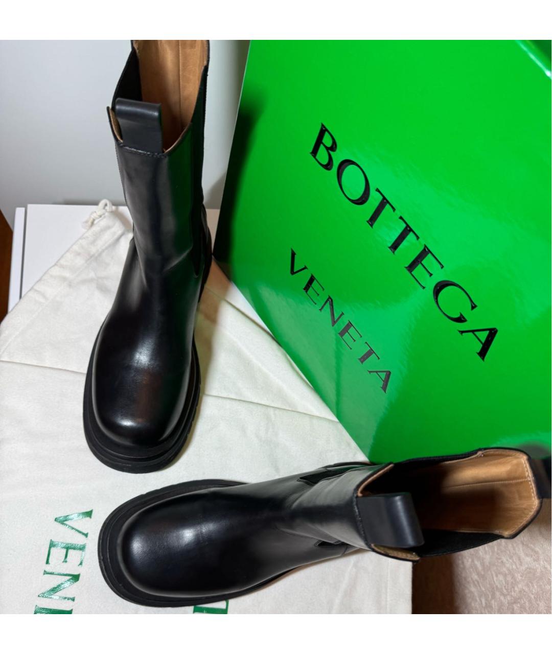 BOTTEGA VENETA Черные кожаные ботинки, фото 5