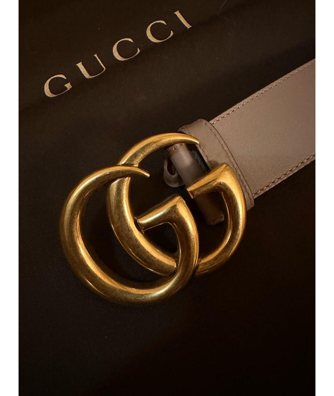 GUCCI Бежевый кожаный ремень, фото 4