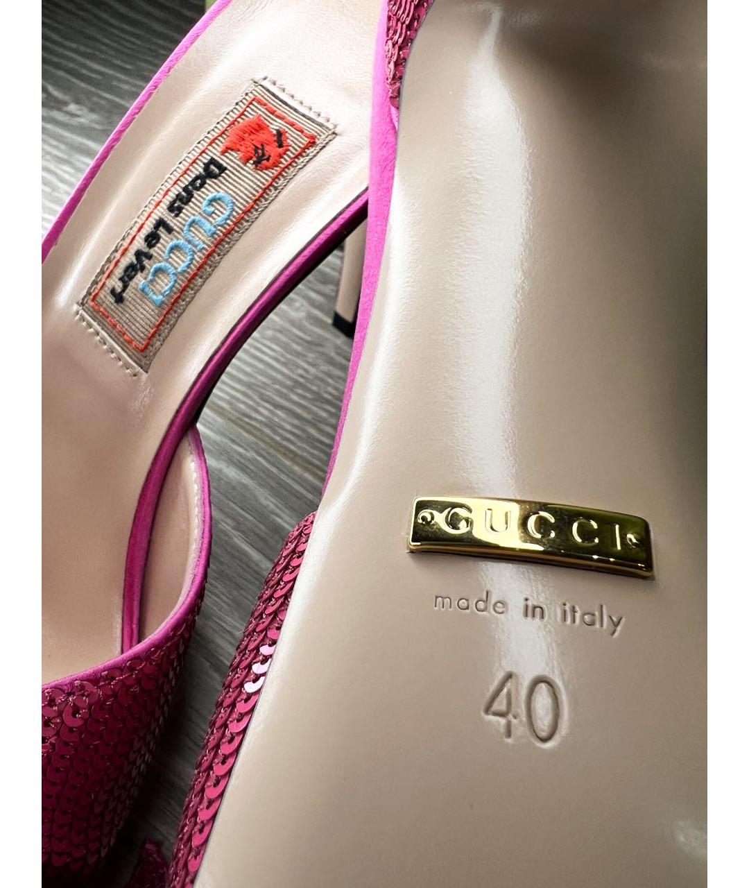 GUCCI Розовые кожаные мюли, фото 6