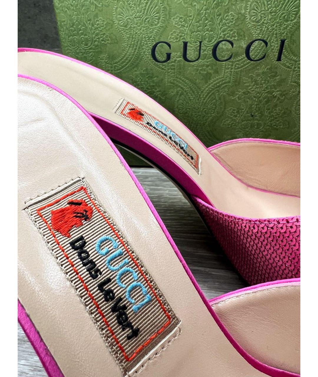 GUCCI Розовые кожаные мюли, фото 7