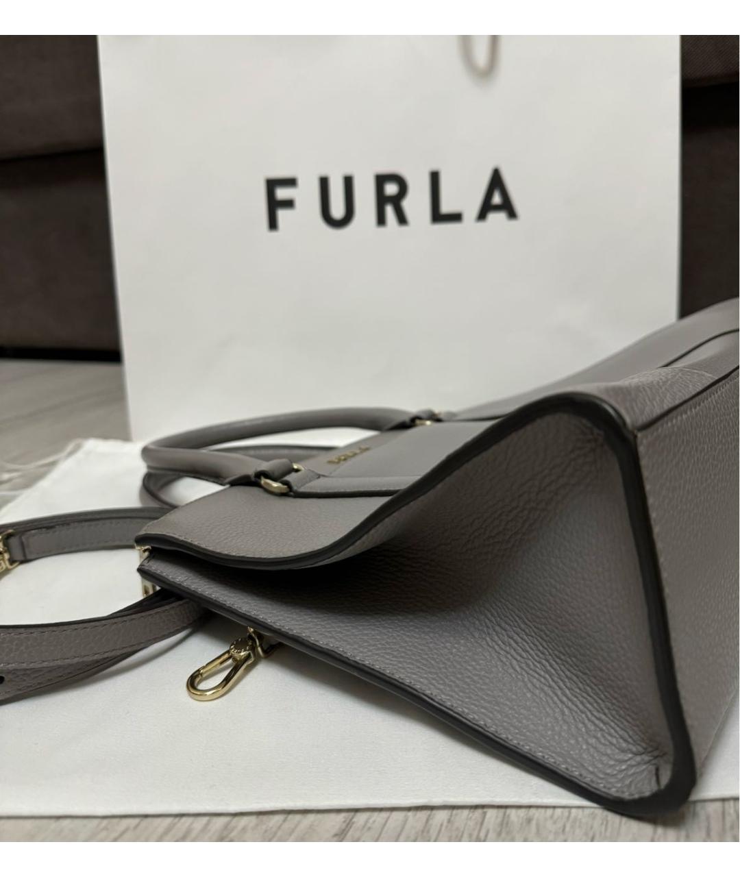 FURLA Серая кожаная сумка тоут, фото 3