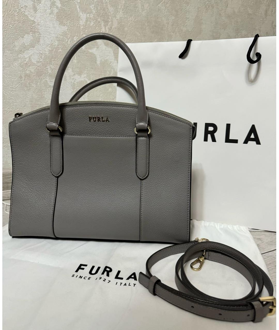 FURLA Серая кожаная сумка тоут, фото 5