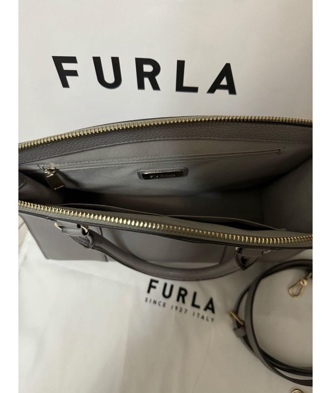 FURLA Серая кожаная сумка тоут, фото 4