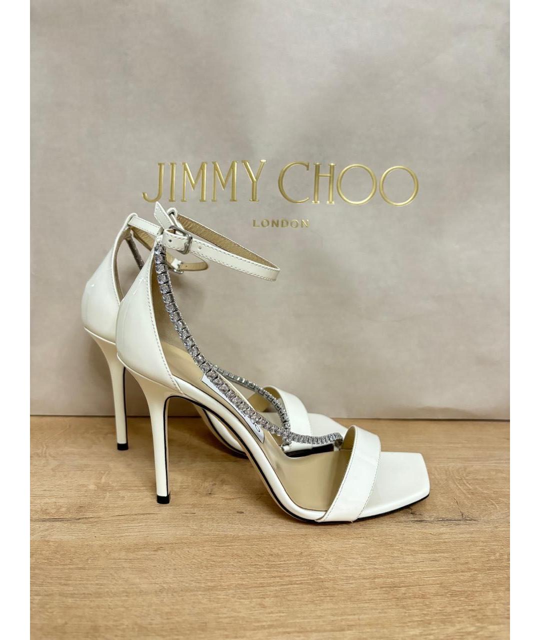 JIMMY CHOO Белые кожаные босоножки, фото 5