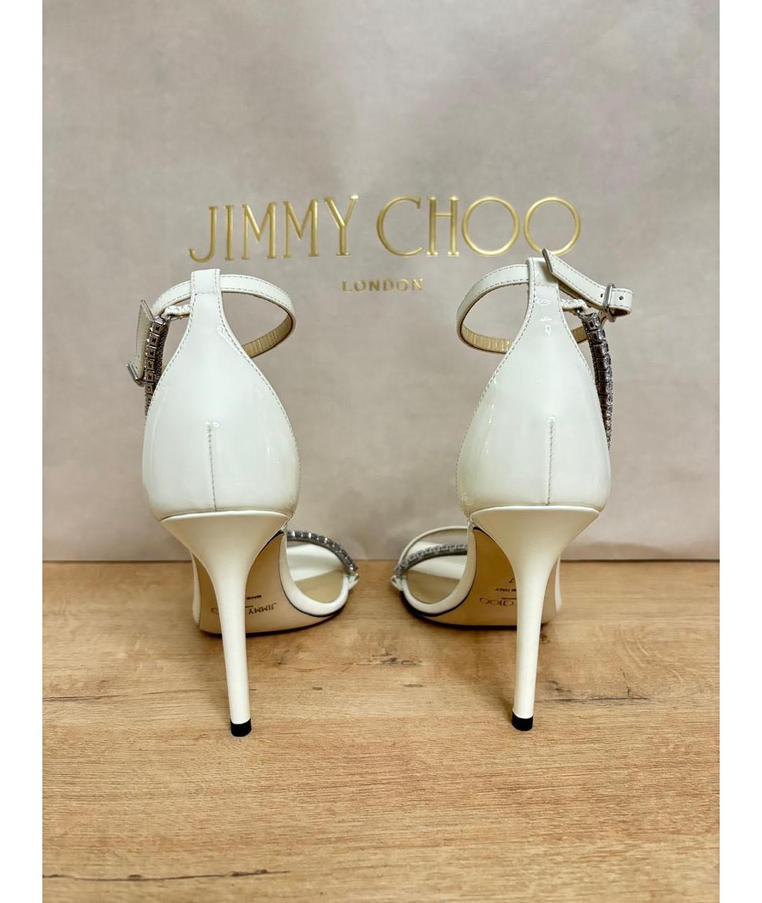 JIMMY CHOO Белые кожаные босоножки, фото 4