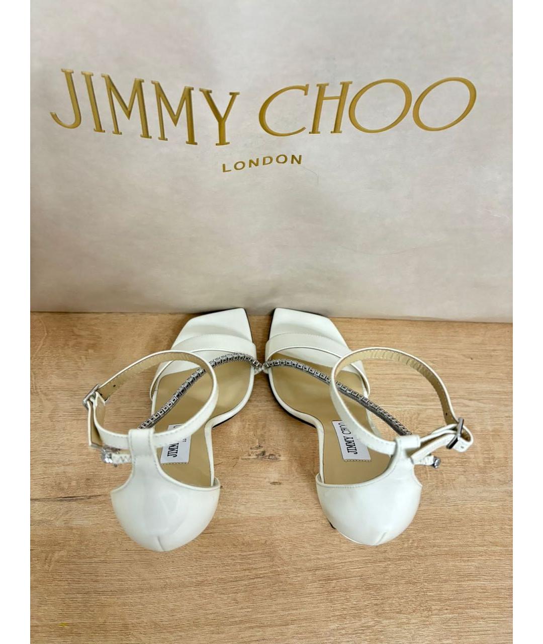 JIMMY CHOO Белые кожаные босоножки, фото 3