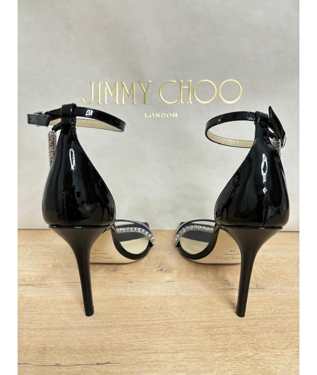 JIMMY CHOO Черные кожаные босоножки, фото 4