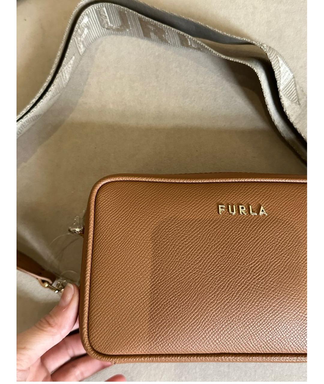 FURLA Коричневая кожаная сумка через плечо, фото 2