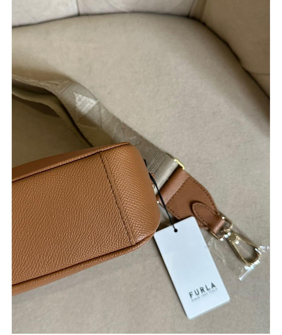 FURLA Коричневая кожаная сумка через плечо, фото 4