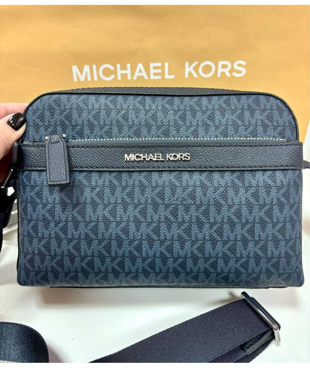 MICHAEL KORS Темно-синяя кожаная сумка на плечо, фото 9