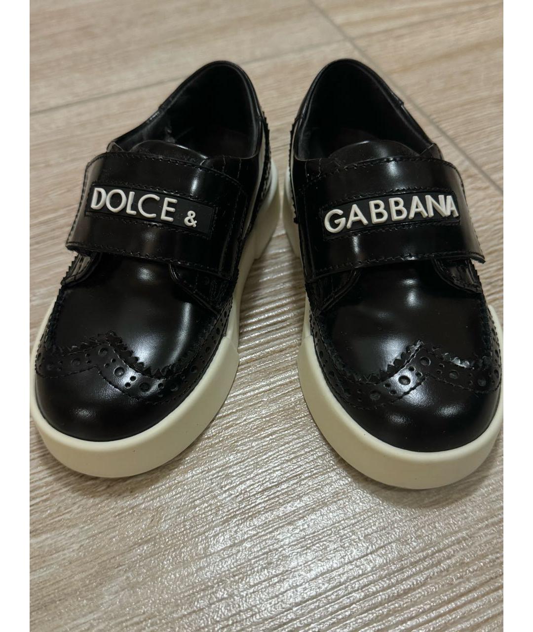 DOLCE&GABBANA Черные кожаные ботинки, фото 2