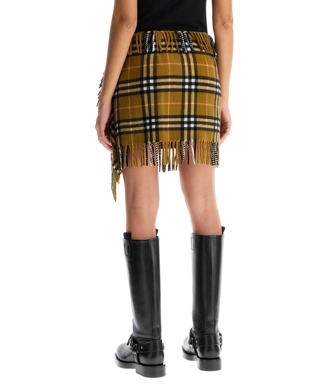 BURBERRY Коричневая шерстяная юбка мини, фото 3