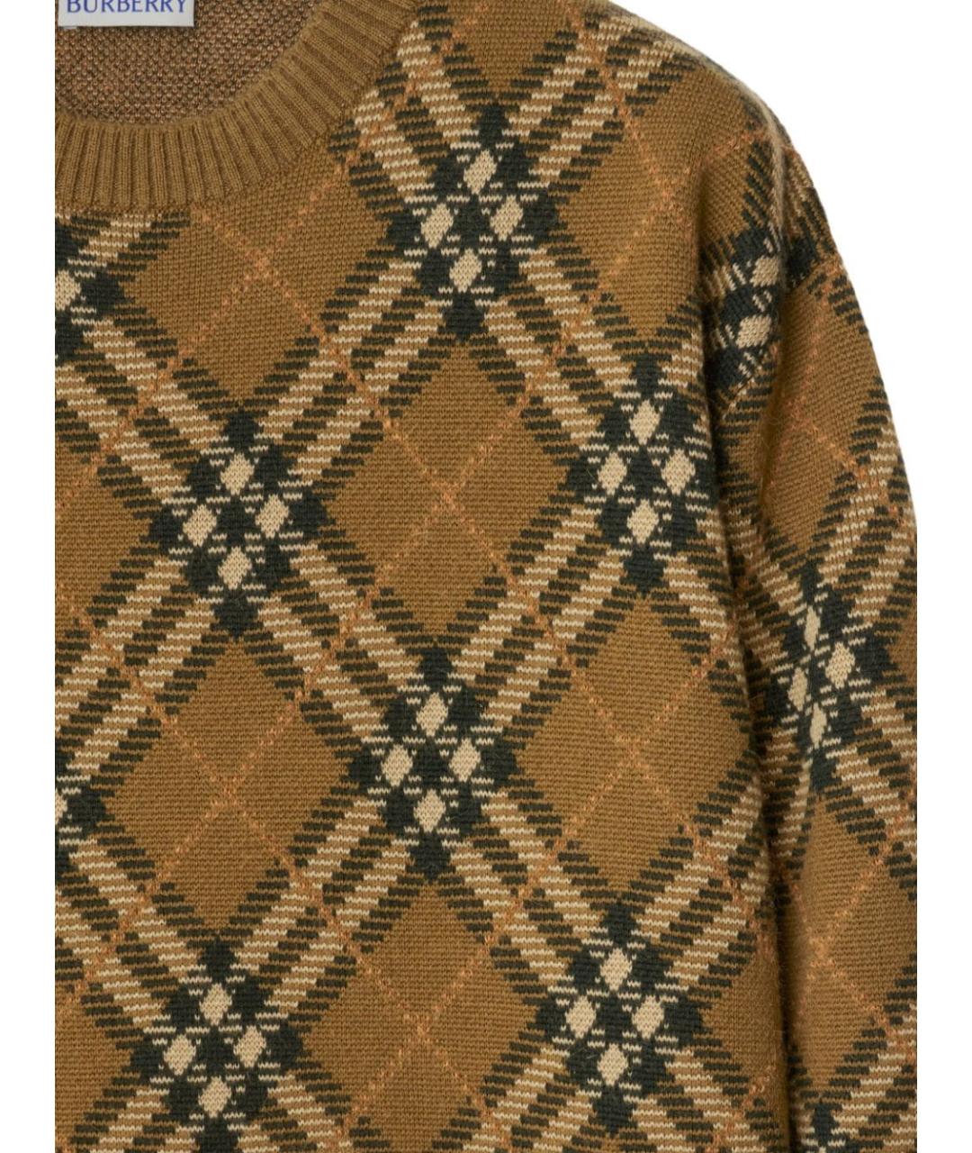 BURBERRY Коричневый шерстяной джемпер / свитер, фото 4
