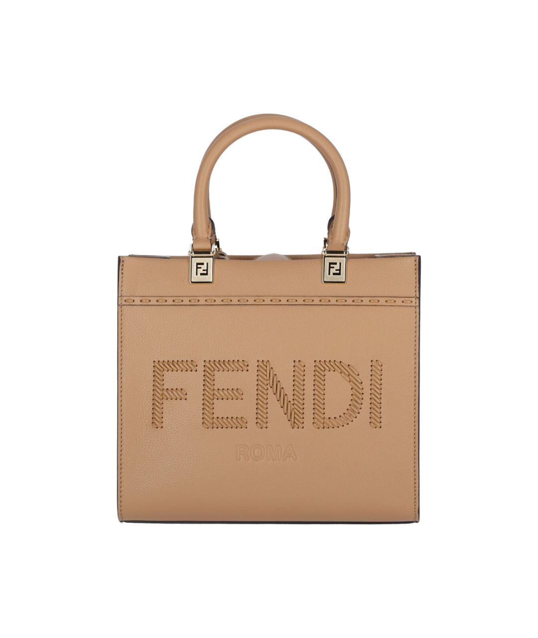 FENDI Коричневая кожаная сумка тоут, фото 1