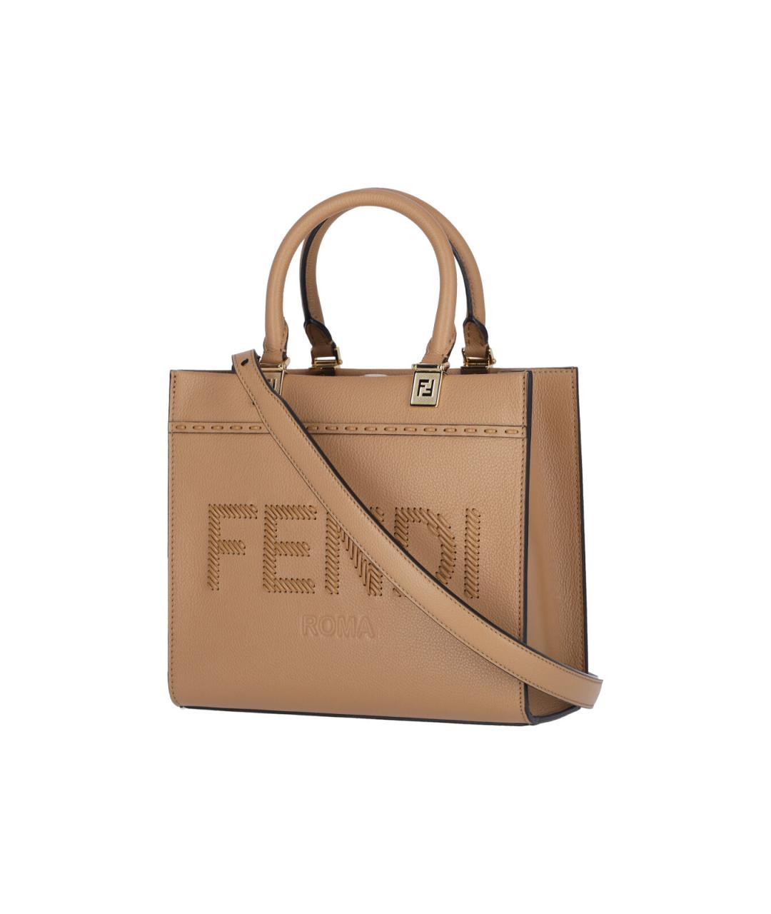 FENDI Коричневая кожаная сумка тоут, фото 2