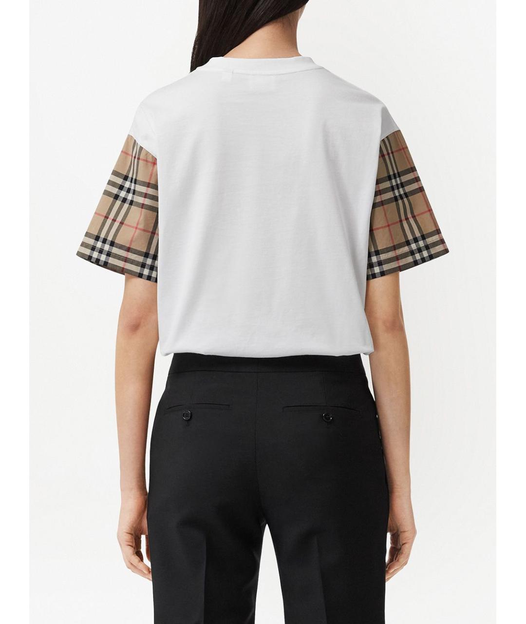 BURBERRY Белая хлопковая футболка, фото 4