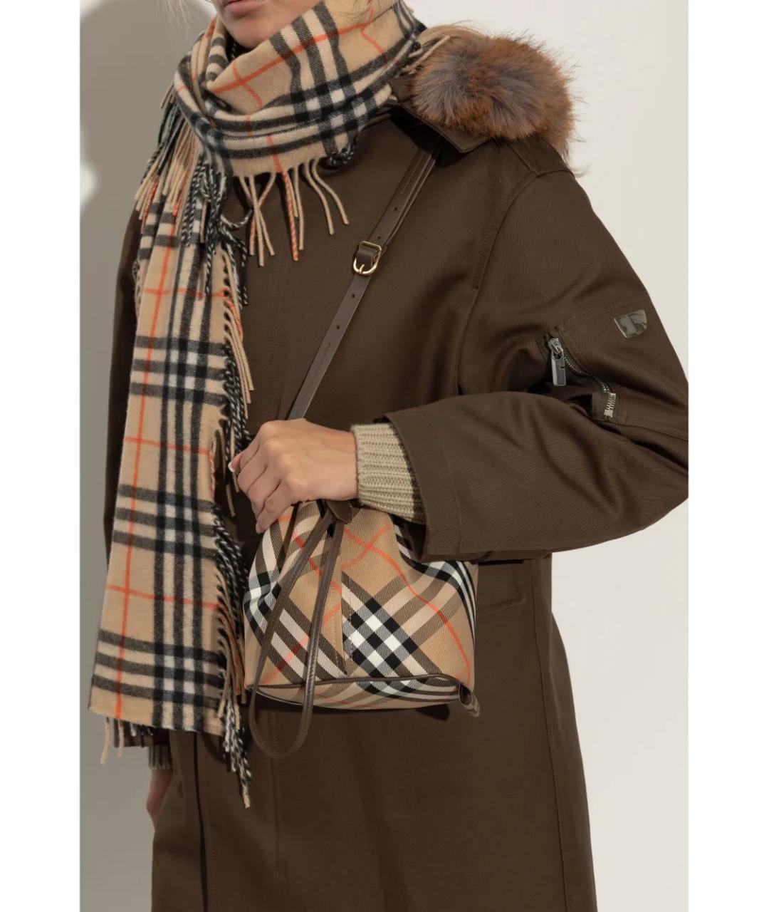BURBERRY Бежевая хлопковая сумка через плечо, фото 6