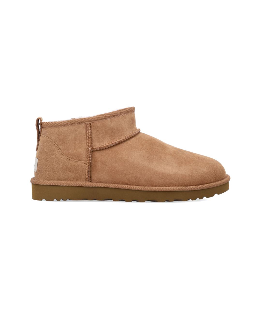 UGG AUSTRALIA Бежевые кожаные низкие ботинки, фото 1