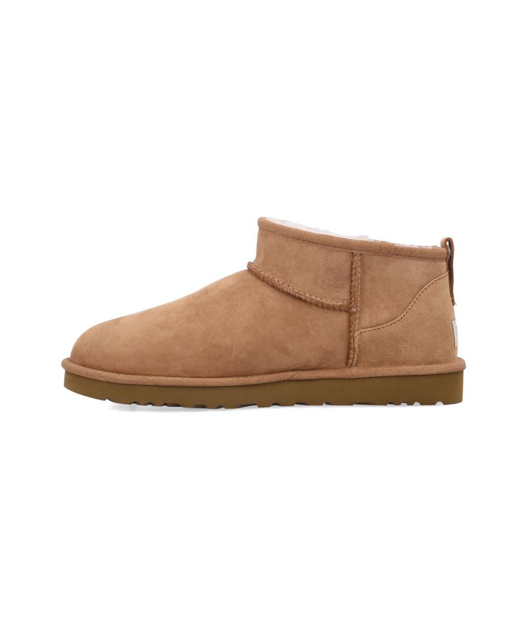 UGG AUSTRALIA Бежевые кожаные низкие ботинки, фото 3