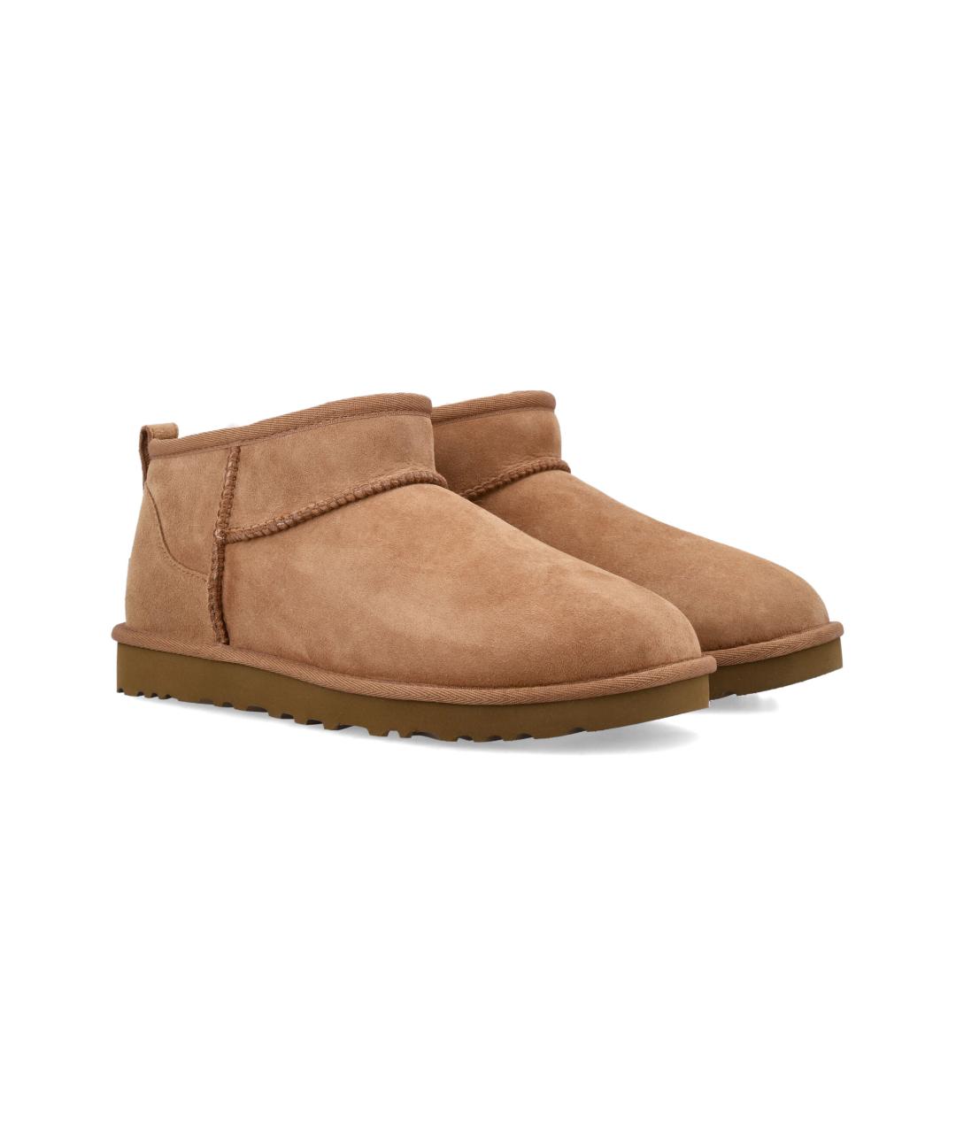 UGG AUSTRALIA Бежевые кожаные низкие ботинки, фото 2