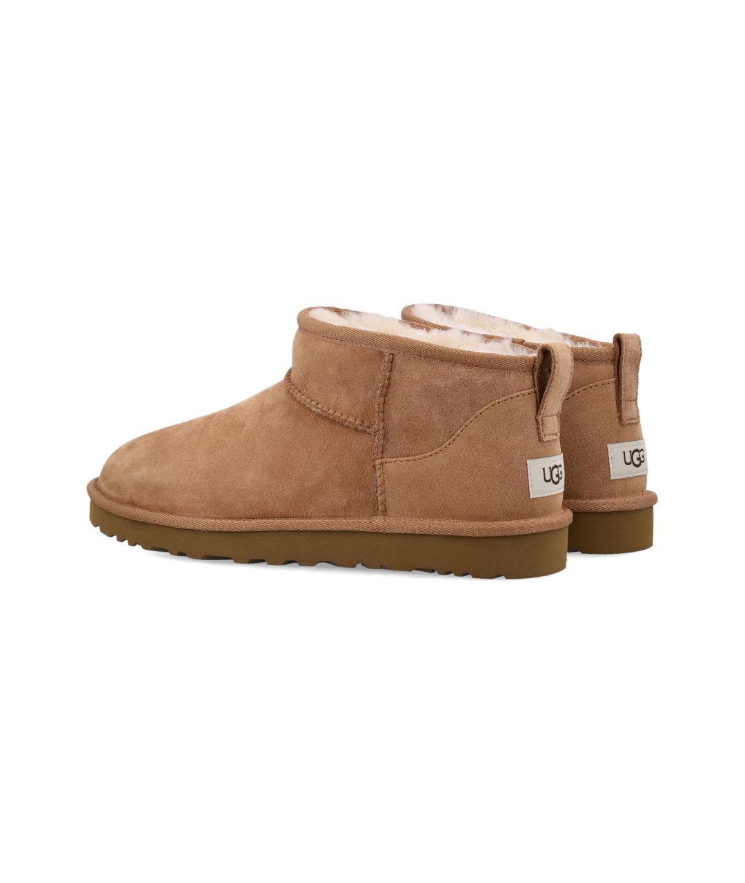 UGG AUSTRALIA Бежевые кожаные низкие ботинки, фото 4