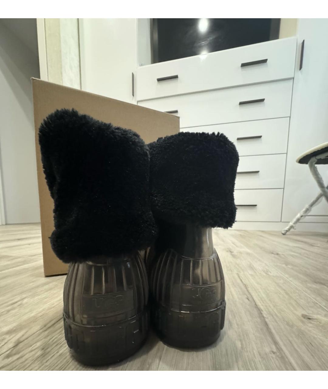 UGG AUSTRALIA Черные резиновые ботинки, фото 4