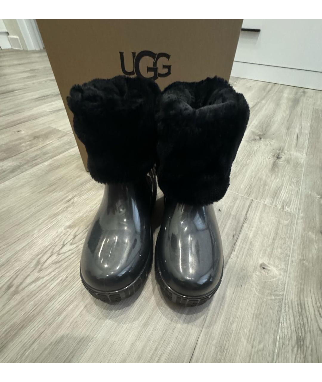 UGG AUSTRALIA Черные резиновые ботинки, фото 2