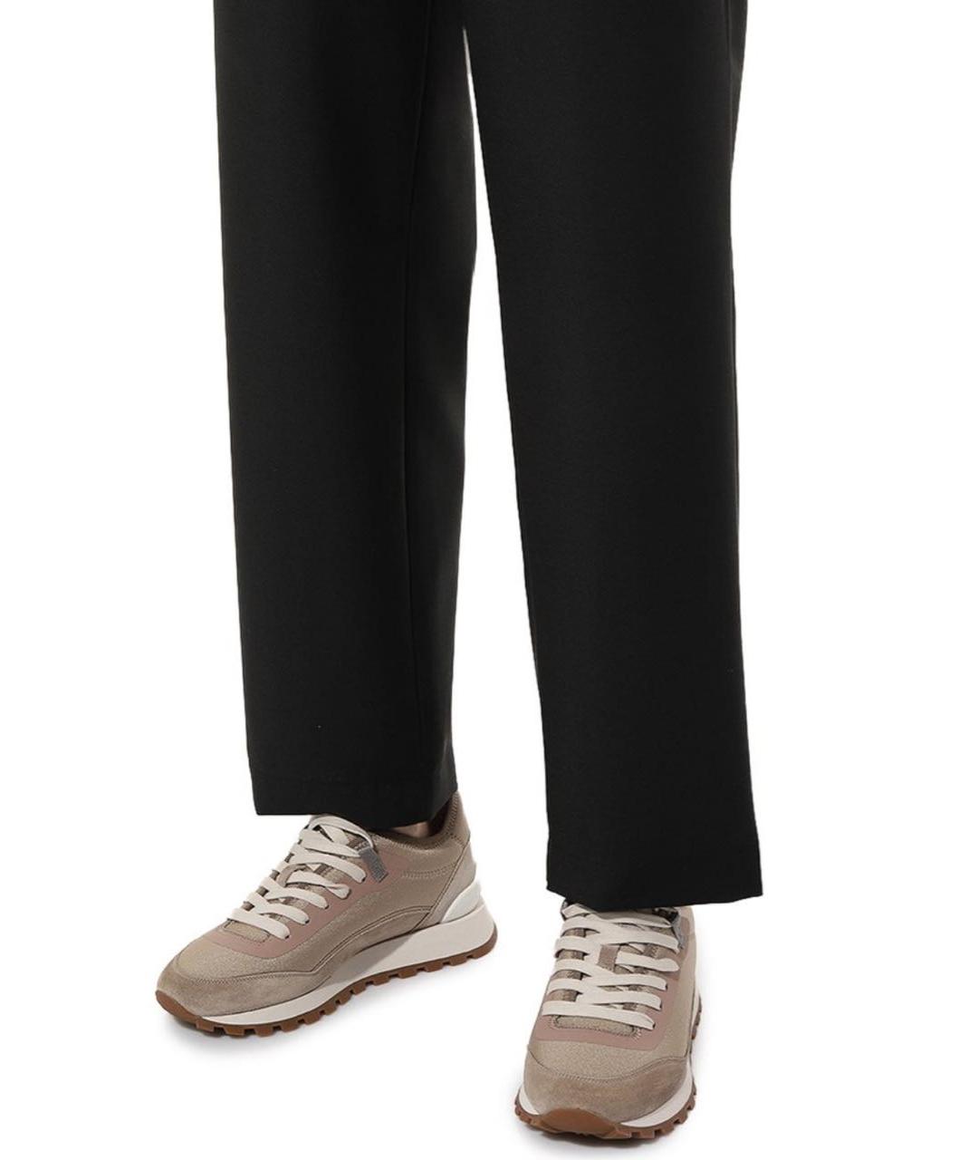 BRUNELLO CUCINELLI Бежевые замшевые кроссовки, фото 3