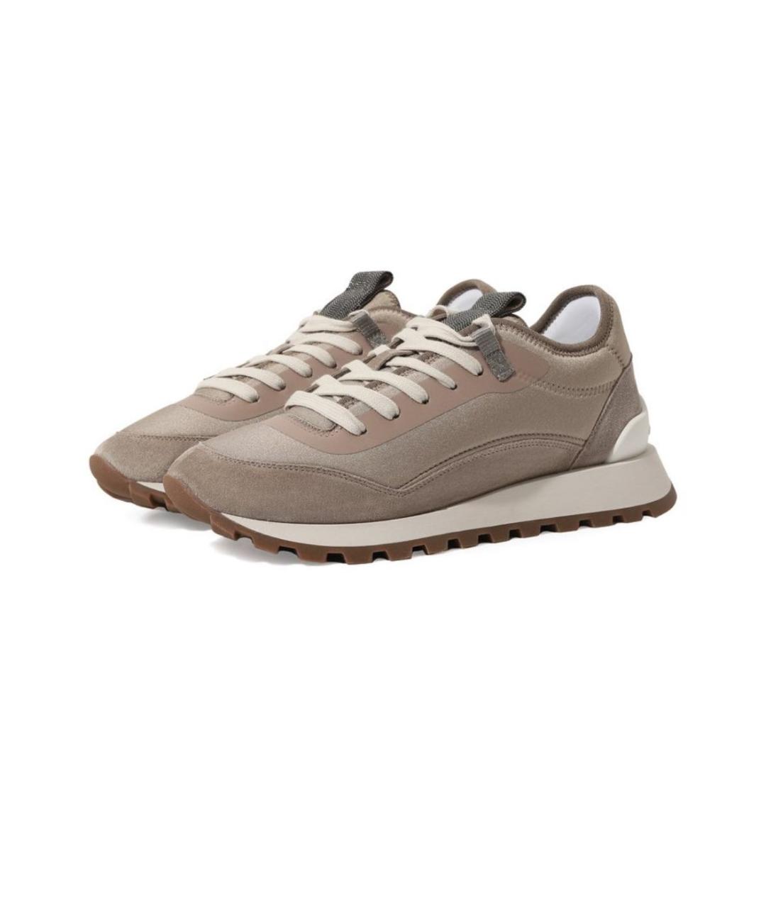 BRUNELLO CUCINELLI Бежевые замшевые кроссовки, фото 4