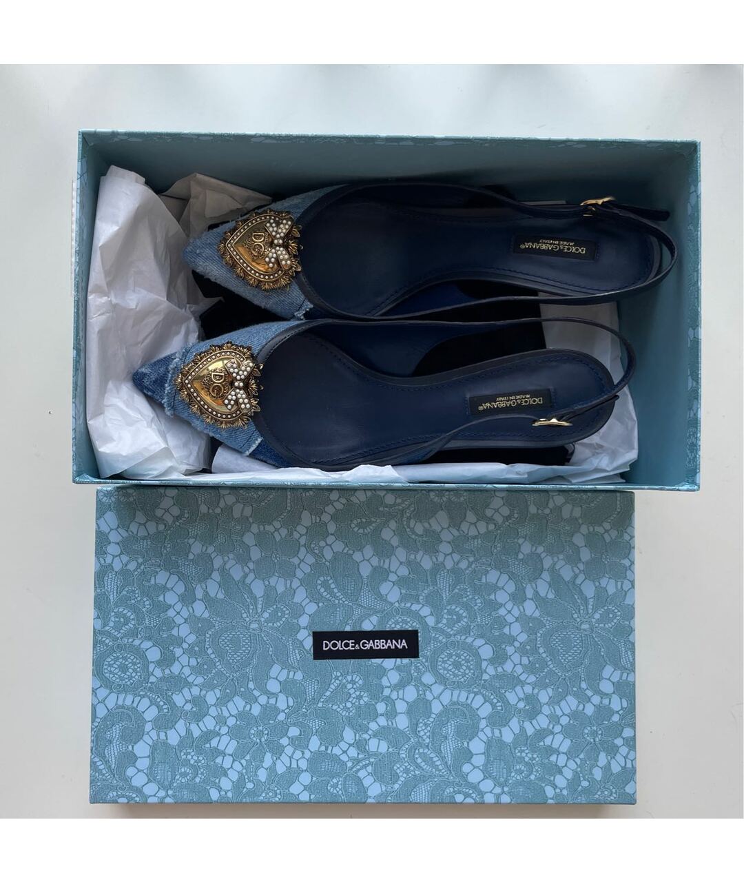 DOLCE&GABBANA Голубые кожаные туфли, фото 7
