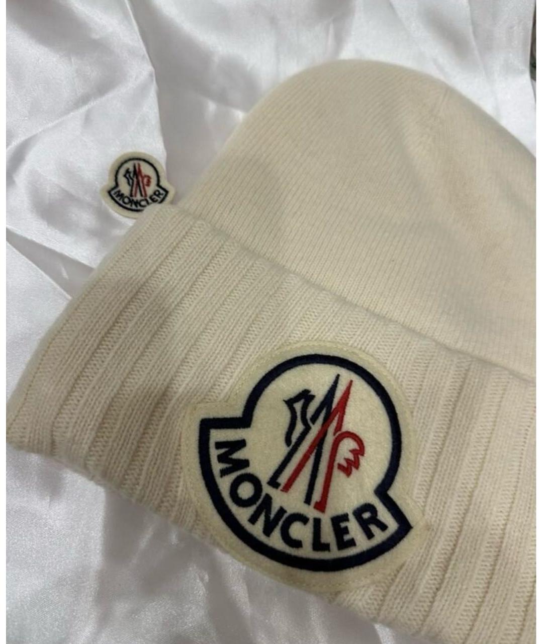 MONCLER Белая шерстяная шапка, фото 6