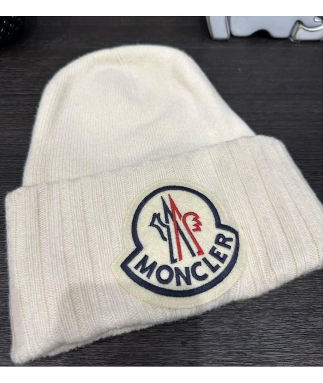 MONCLER Белая шерстяная шапка, фото 7