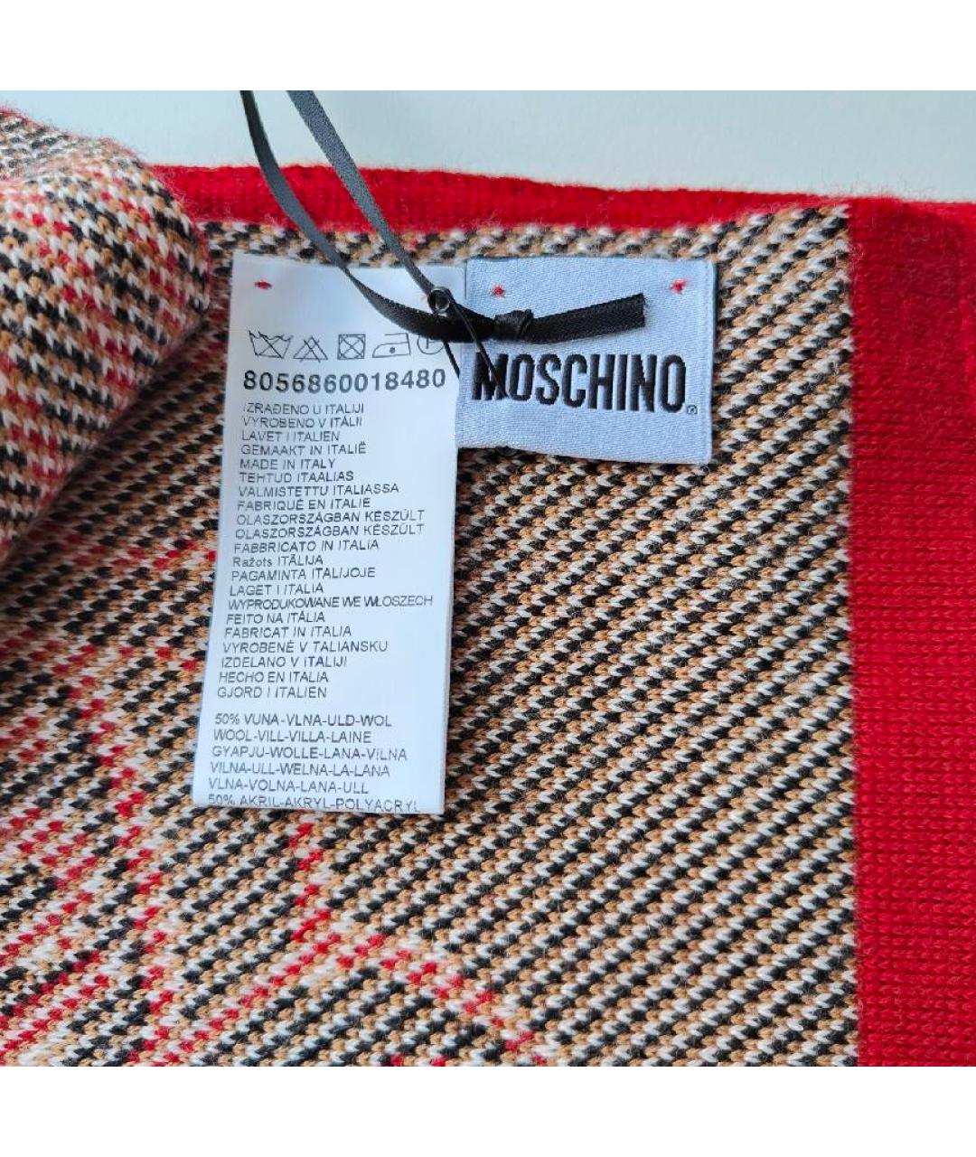 MOSCHINO Красный шерстяной шарф, фото 5