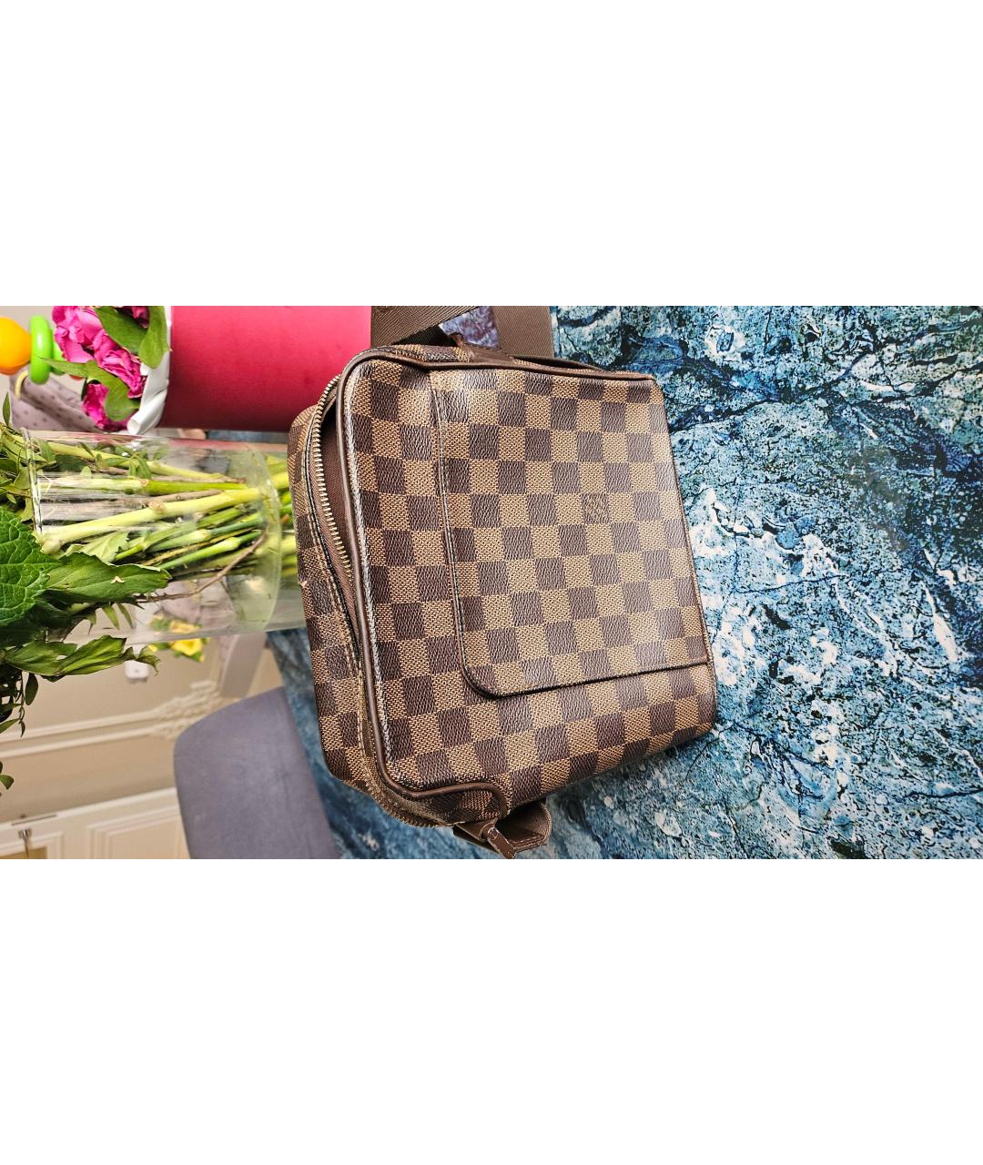 LOUIS VUITTON Коричневая кожаная сумка на плечо, фото 6