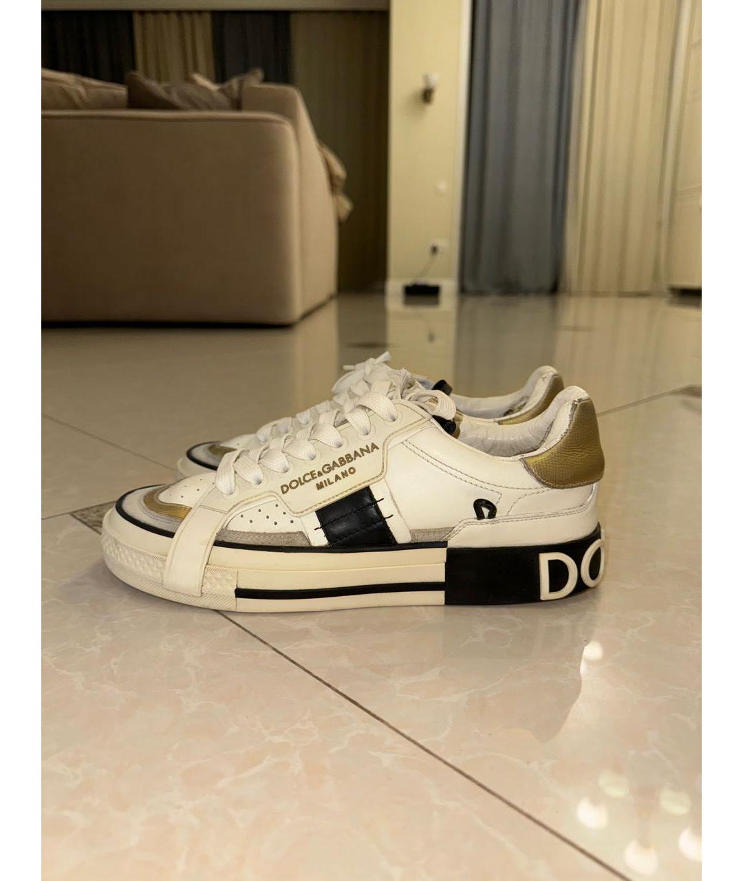 DOLCE&GABBANA Белые кожаные кеды, фото 4