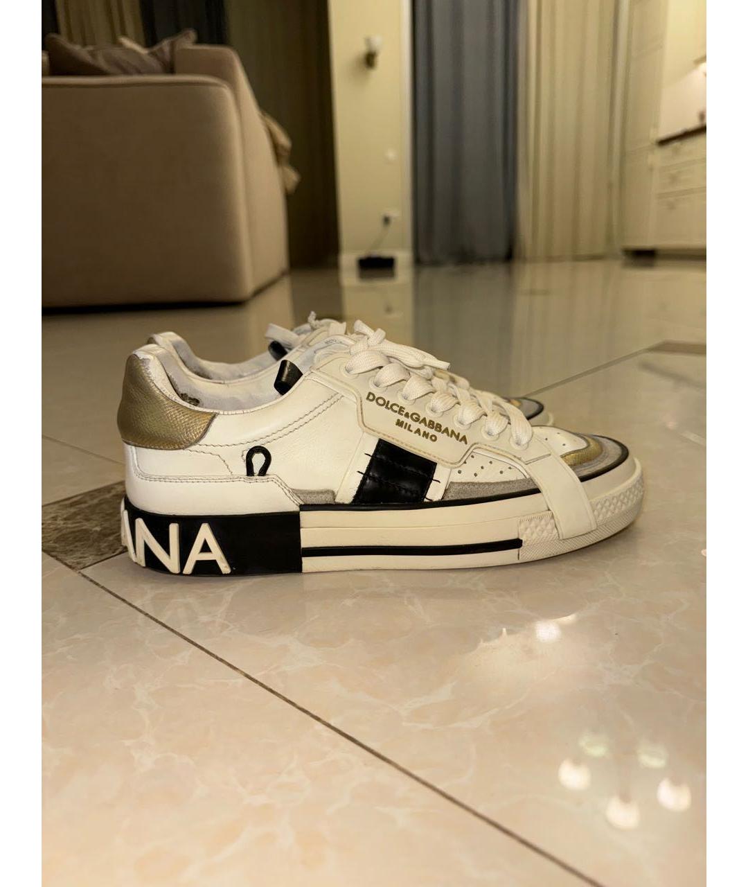 DOLCE&GABBANA Белые кожаные кеды, фото 8