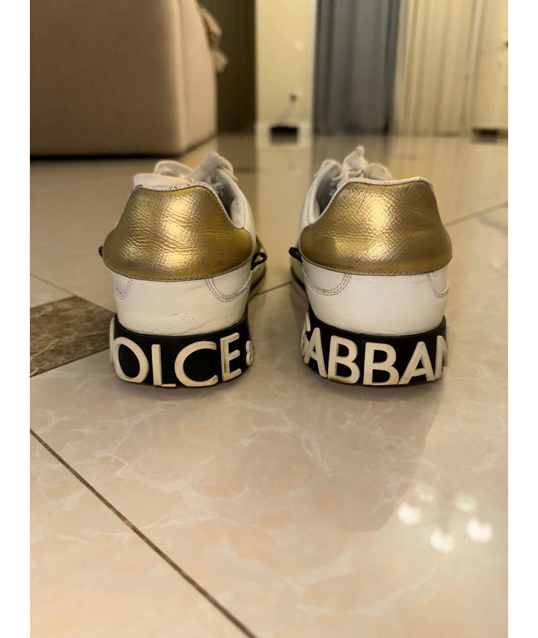 DOLCE&GABBANA Белые кожаные кеды, фото 3