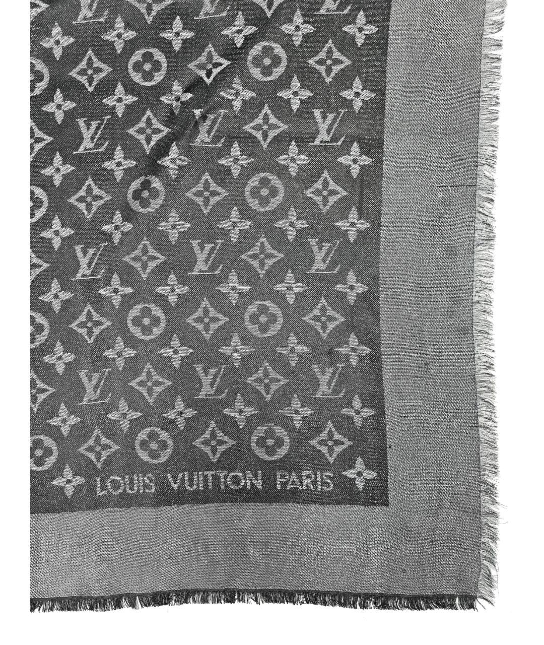 LOUIS VUITTON Серый шелковый платок, фото 3