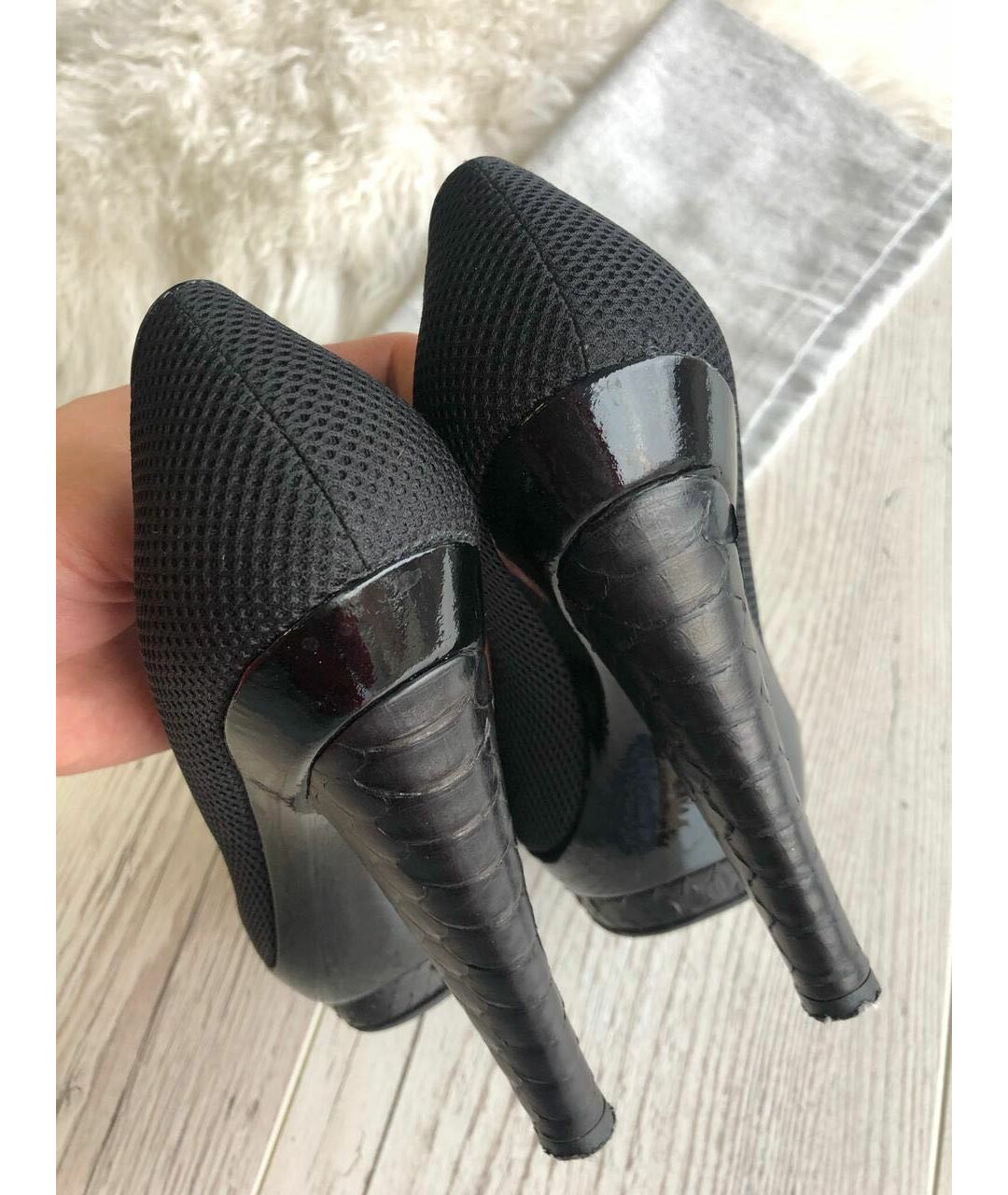 LA PERLA Черные текстильные туфли, фото 3