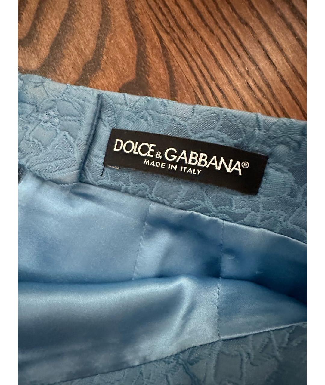 DOLCE&GABBANA Голубая хлопковая юбка мини, фото 2