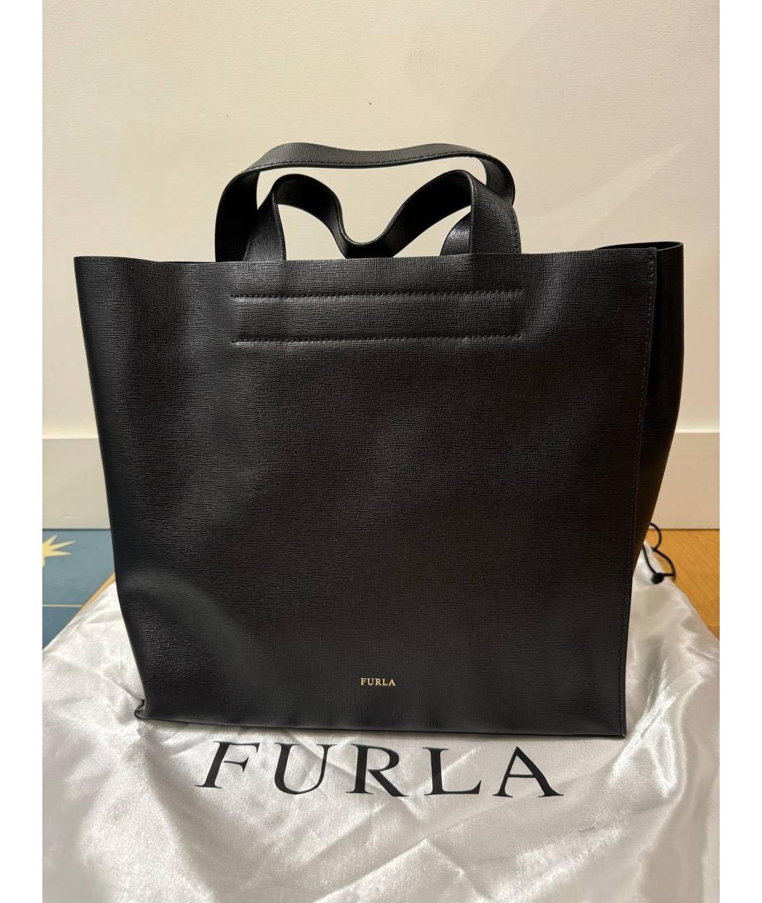 FURLA Черная кожаная сумка с короткими ручками, фото 6