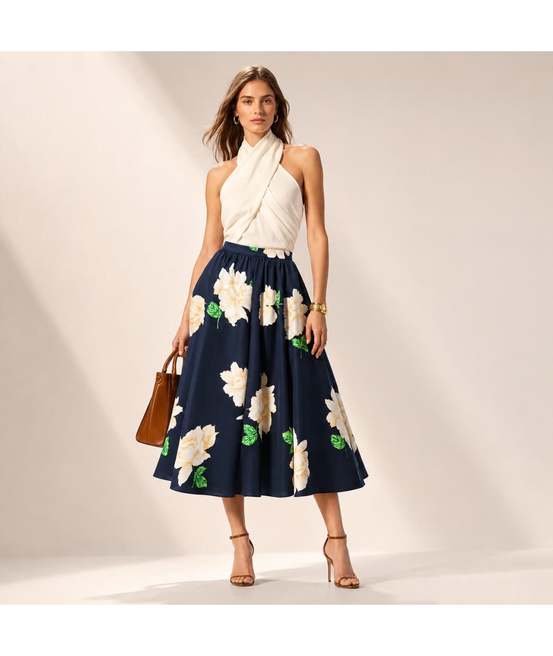 MICHAEL KORS Черная хлопковая юбка миди, фото 5