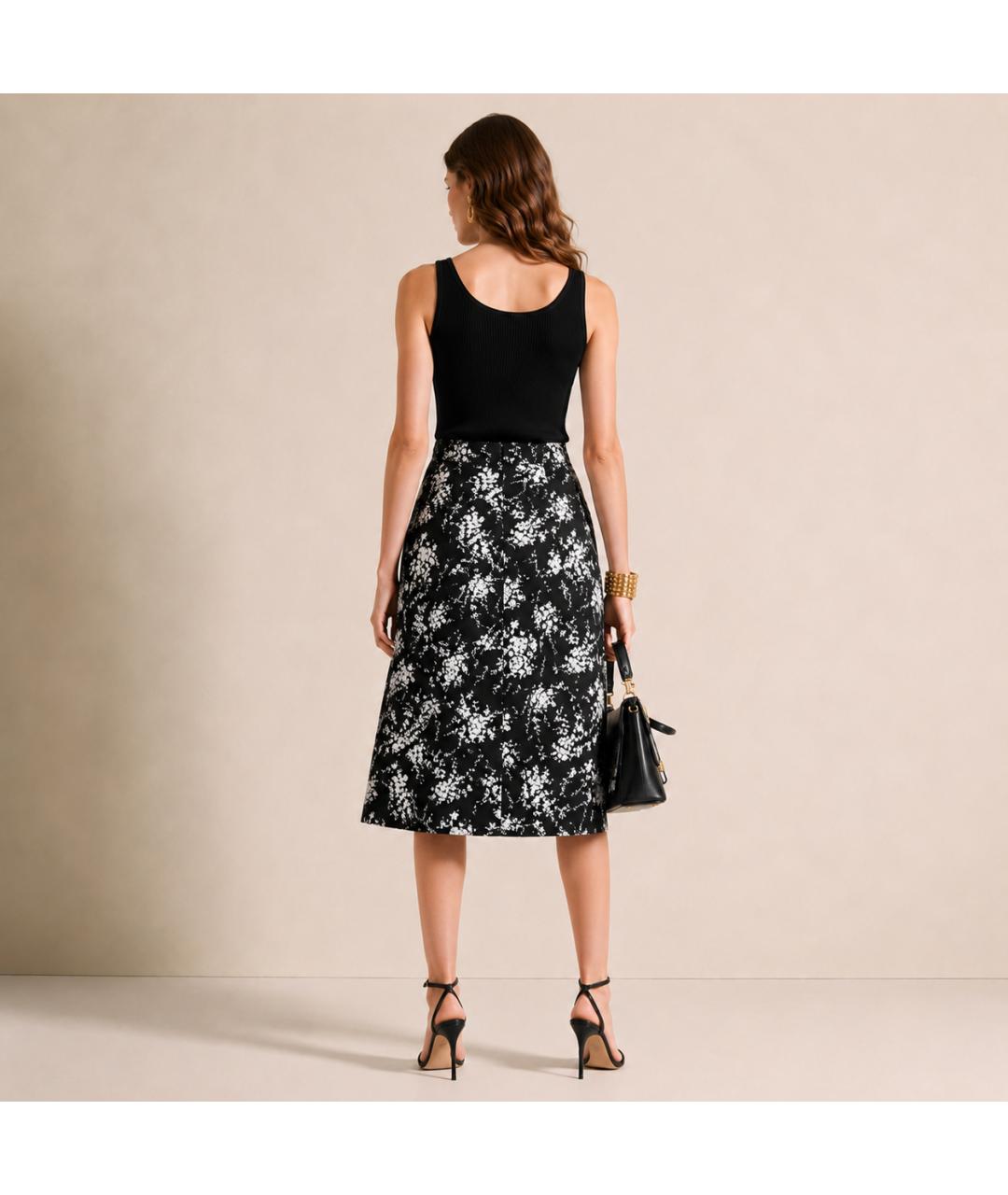MICHAEL KORS Черная хлопковая юбка миди, фото 7